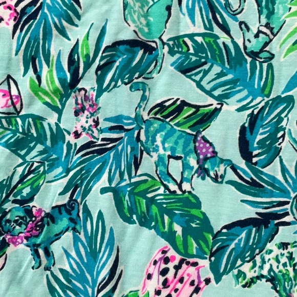 Lilly Pulitzer Blue and Pink Pajama Set Vibrant Floral Print - Picture 2 of 2